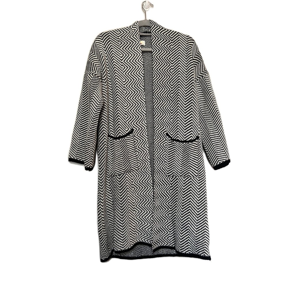 Paige black and white‎ long cardigan sweater size M